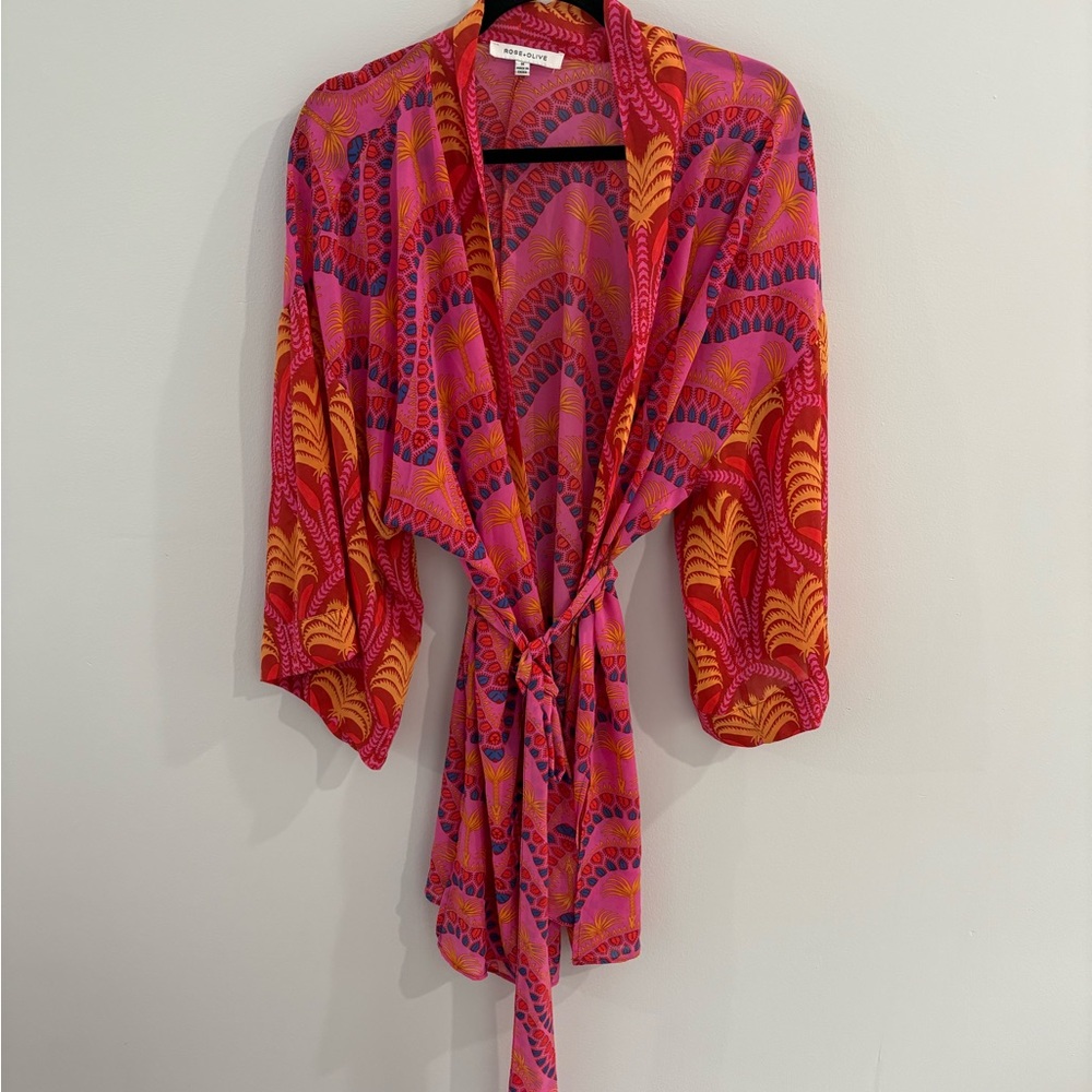 Rose & Olive Pink and Orange Patterned Robe